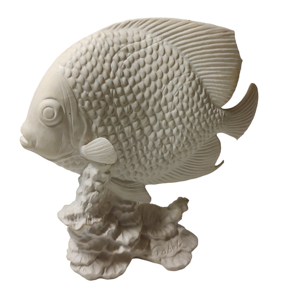 Vintage Goebel Angelfish Figurine‎ West Germany Signed By Artist White Matte SEE